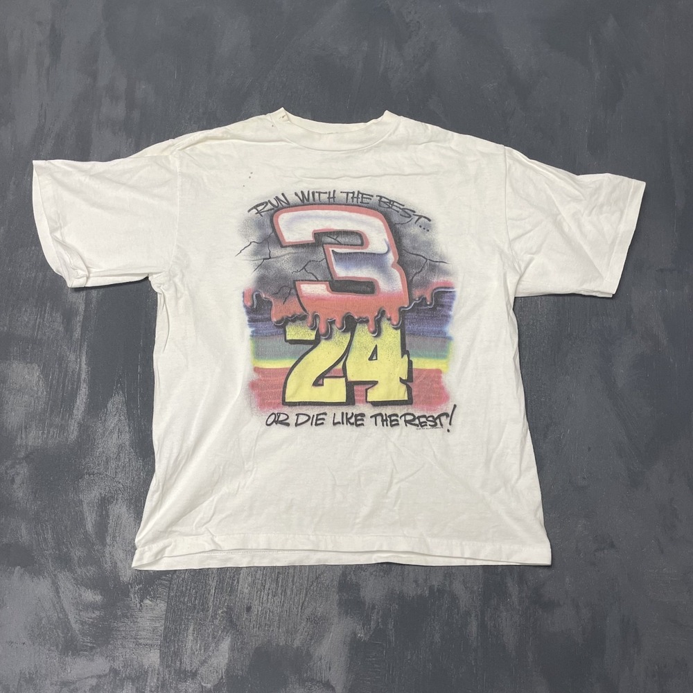 Vintage Nascar Racing T Shirt Mens Large White 1990s Rusty